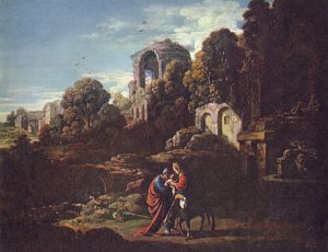 Landschaft mit der Flucht nach Aegypten Kunstdruck