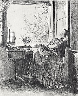 Die schlafende Naeherin am Fenster 1 Kunstdruck
