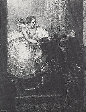 Don Juan entflieht Donna Anna Kunstdruck