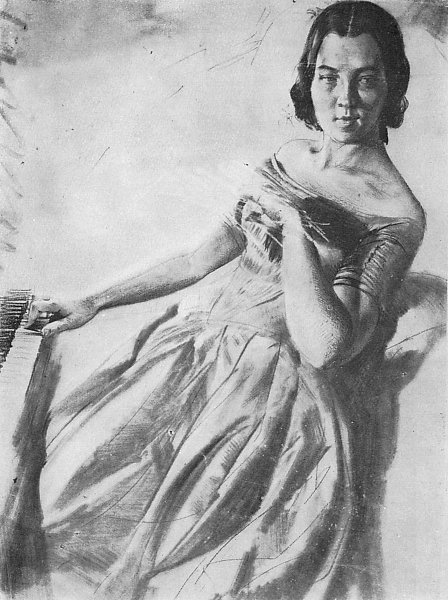 Frau Maerker am Klavier