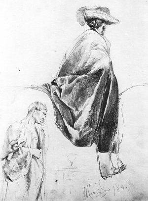 Reiter und Mann Kunstdruck