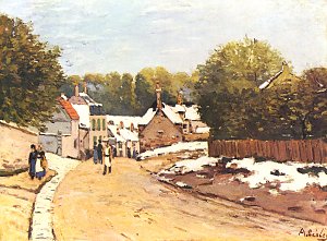 Erster Schnee in Louveciennes Kunstdruck