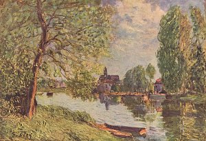 Flusslandschaft bei Moret sur Loing Kunstdruck