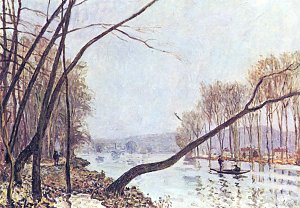 Ufer der Seine im Herbst Kunstdruck