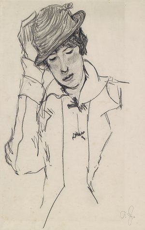 Dame mit Hut Kunstdruck