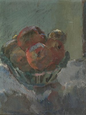 Obststillleben in Keramikschale Kunstdruck