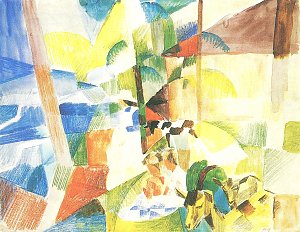 Landschaft mit Kindern und Ziegen Kunstdruck