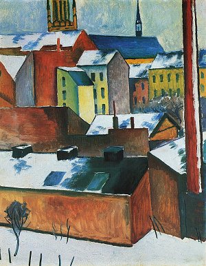 Marienkirche im Schnee Kunstdruck