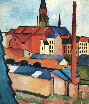 Marienkirche mit Haeusern und Schornstein Kunstdruck