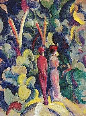 Paar auf dem Waldweg Kunstdruck
