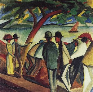 Spaziergaenger am See 2 Kunstdruck