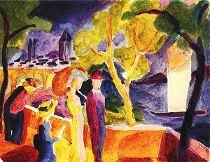Spaziergaenger am See Kunstdruck
