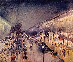 Boulevard Montmartre in der Nacht Kunstdruck