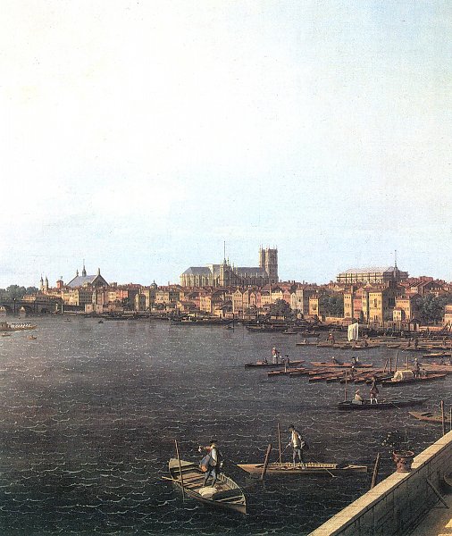 London Themse von der Terasse des Somerset House aus gesehen im Hintergrund die Westminster Bruecke Detail