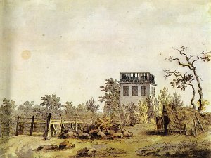 Landschaft mit Pavillon Kunstdruck