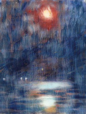 Blauer Mond über dem Lago Maggiore Kunstdruck