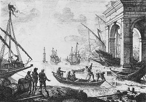 Der Hafen mit der Halle Kunstdruck