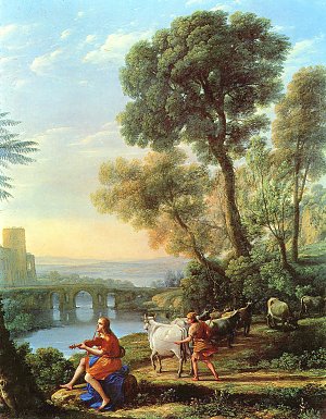 Landschaft mit Apollo und Merkur Kunstdruck