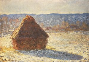 Heuschober Schnee Morgen Kunstdruck
