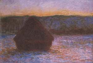 Heuschober Tauwetter Sonnenuntergang Kunstdruck