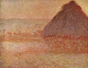 Heuschober bei Sonnenuntergang Kunstdruck