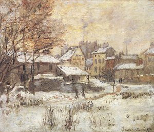 Schnee bei Sonnenaufgang Argenteuil im Schnee Kunstdruck