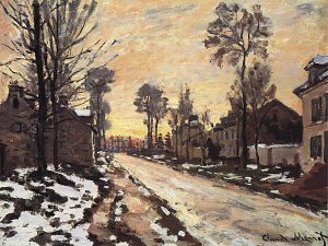 Strasse nach Louveciennes Schmelzender Schnee Sonnenuntergang Kunstdruck