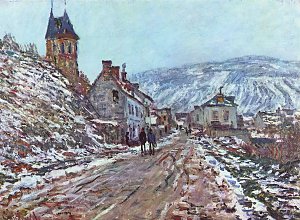 Strasse nach Vetheuil im Winter Kunstdruck