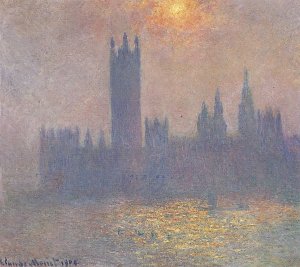 die Houses of Parliament Sonnenlicht im Nebel Kunstdruck