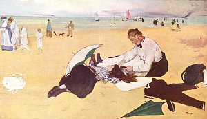 Kleines Maedchen am Meeresstrand Kunstdruck