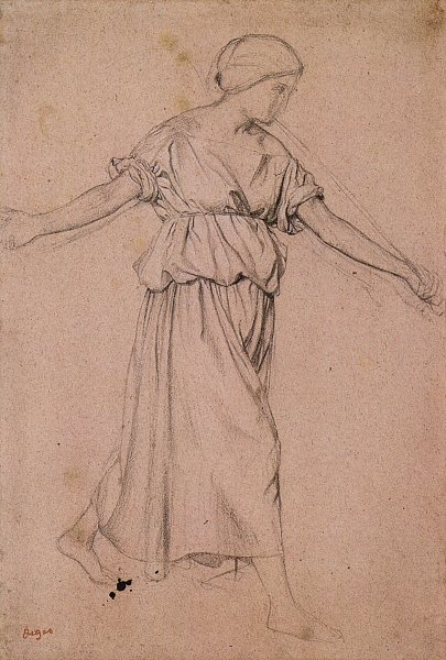 Trompetenblasender Engel im Profil