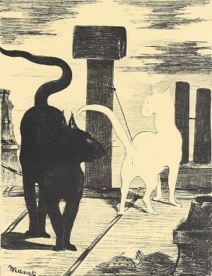 Das Rendezvous der Katzen Kunstdruck