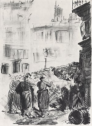 Die Barrikade Kunstdruck