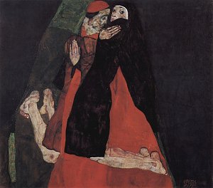 Kardinal und Nonne Kunstdruck