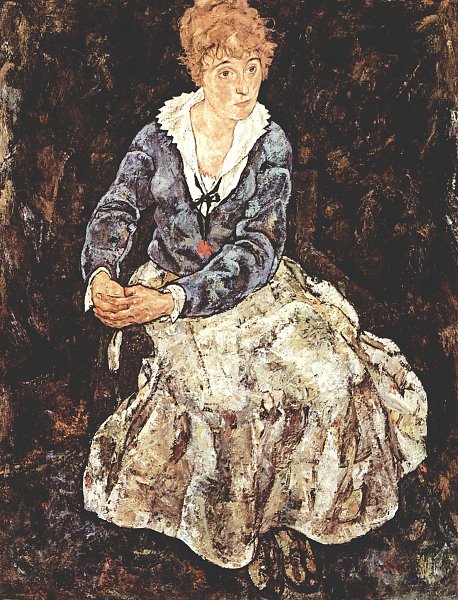 Portraet der Edith Schiele sitzend