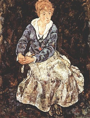 Portraet der Edith Schiele sitzend Kunstdruck