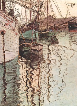 Segelschiffe im wellenbewegten Wasser Kunstdruck