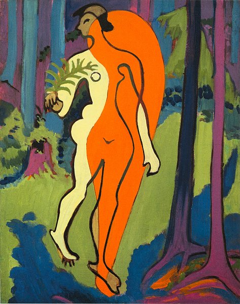 Akt in Orange und Gelb