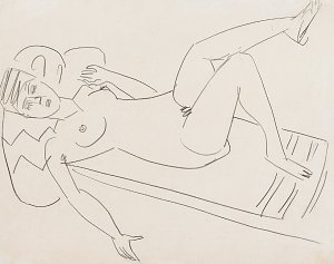 Liegendes Mädchen Kunstdruck
