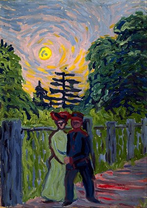Mond Aufgang Soldat und Maedchen Kunstdruck