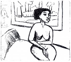 Negerin auf einem Bett Kunstdruck