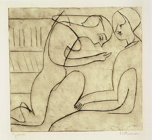 Paar in der Bibliothek Kunstdruck