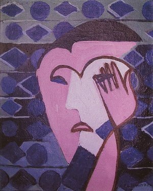 Trauriger Frauenkopf Kunstdruck