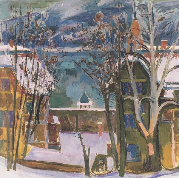 Verschneite Häuser am Wörthersee