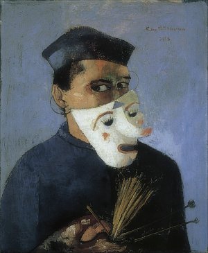 Selbstbildnis mit Maske Kunstdruck
