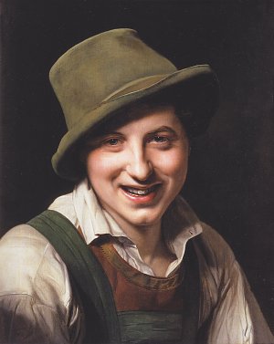 Lachender Bauernbursche Kunstdruck