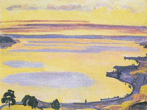 Sonnenuntergang am Genfersee von Caux aus Kunstdruck