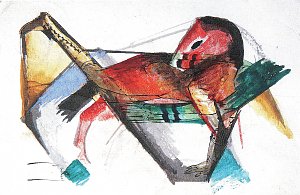 Pferdcchen in Kaltrosa Kunstdruck