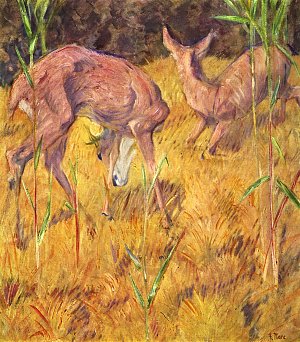 Rehe im Schilf Kunstdruck