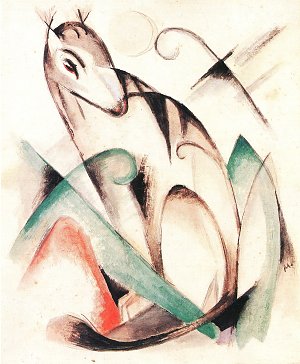 Sitzendes Fabeltier Kunstdruck